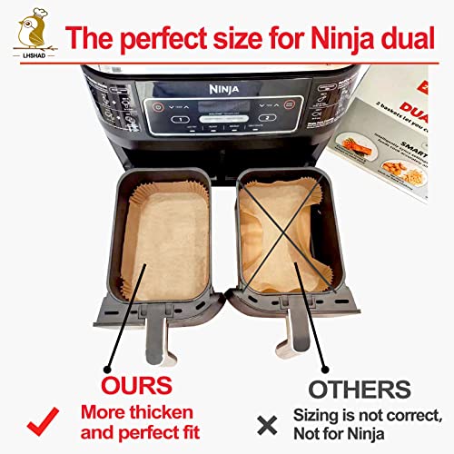 Air Fryer Liner Rectangular for Ninja Foodi Dual Basket 8QT 10QT - size: 8.6"x5.5" Rectangle 125 pcs