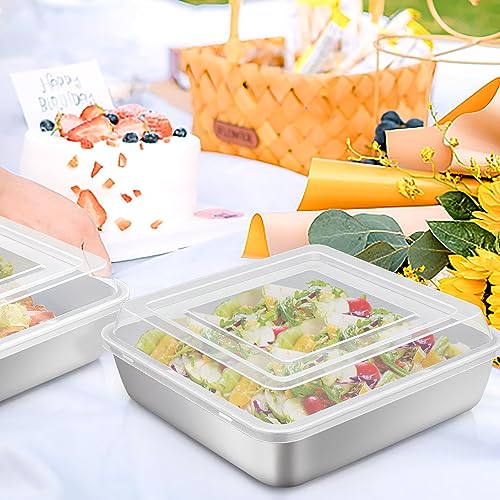 TeamFar 9 x 9 Baking Pan, Square Cake Pan with Lid - 2 Pans + 2 Lids - size: 9.3 x 2-Inch