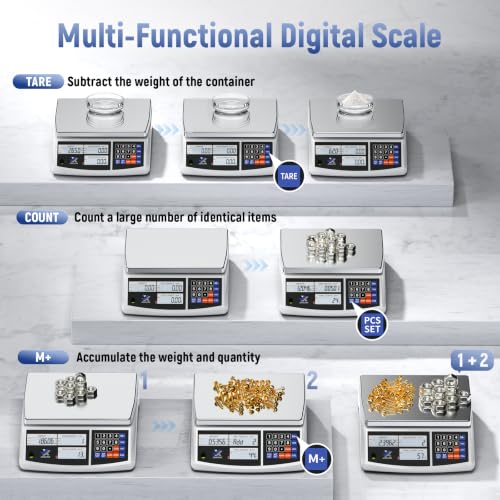 Industrial Price Counting Scale, 22lb/10kg x 0.1g Digital Bench Scale Inventory Scale for Small Parts Coin Scale, lb/g/kg/oz Units Electronic Gram Scale with LCD Backlit Display Large Platform - style: 10kg x 0.1g