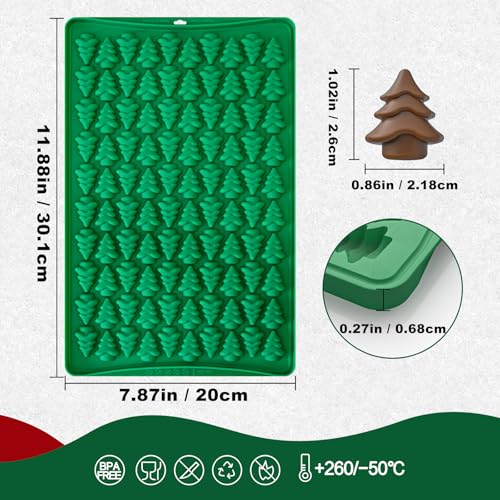 Mini Christmas Tree Candy Mold, 100 Cavity Christmas Tree Gummy Molds - color: 100-Cavity Christmas Tree Gummy Molds