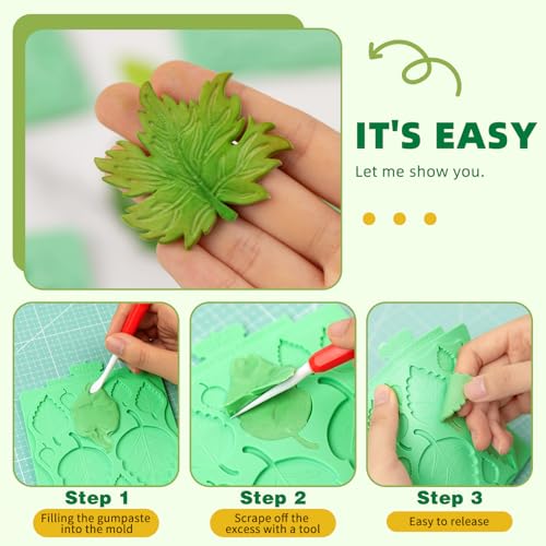 KALAIEN Leaf Molds Silicone,Leaves Chocolate Fondant Molds Set of 2 (Maple) - color: 2 Pcs(maple)