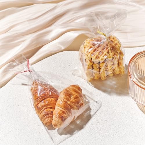 200 PCS Transparent Clear Cellophane Bags 6x9 Inches With Ties for Cookies, Gifts, Products, Candy, Favors - Resealable Packaging - size: 200 Count (Pack of 1)
