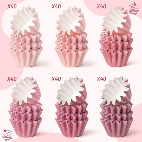Pink Mini Size Cupcake Liners, Grease Resistant Muffin Baking Cups - color: Pink