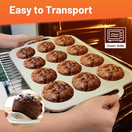 Vinino 2Pack Silicone Muffin Pan for Baking with Metal Reinforced Frame, 12 Cup Regular Size Cupcake Pan, BPA Free Silicone Muffin Tray, Cupcake Baking Pan Bite Molds for Oven Dishwasher Safe - size: Standard