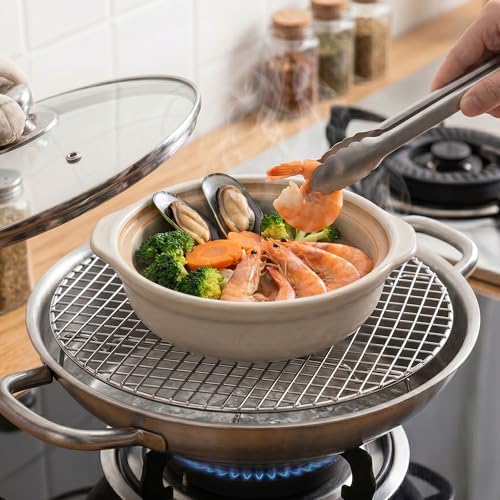 TrueCraftware- 10-1/2” Round Steamer Rack/Cooling Rack Nickel Plated- Steamer Insert Steaming Rack Steam Tray Multi-functional Steamer Basket Cookware Veggie Fish Seafood Cooking - size: 10-1/2 Inch