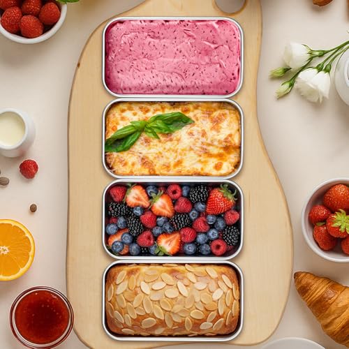 Onader 6¼ x 3⅝ Inch Bread Loaf Pan Set of 4, Stainless Steel Mini Loaf Pan - size: Small