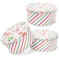 Yopay 3 Pack Round Decorative Cookie Tins, Food Safe Metal Gift Tins