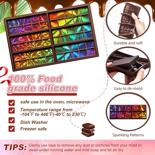 Christmas Candy Molds Holographic Chocolate Mold Silicone, Diamond - color: Windmill and Diamond, style: Square