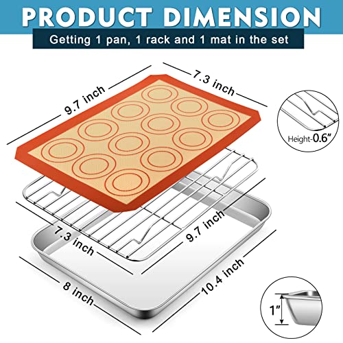 P&P CHEF 10.4 Inch Baking Sheet Pan Cooling Rack with Mat Set for Cookie - size: 10.4 Inch