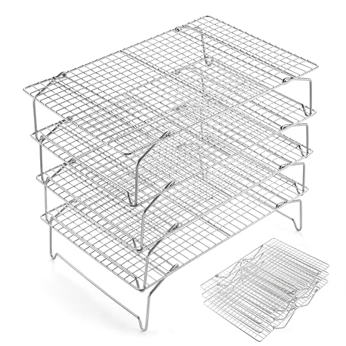 E-far Cooling Rack 15”x10”, 4-Tier Collapsible for Cooking and Baking