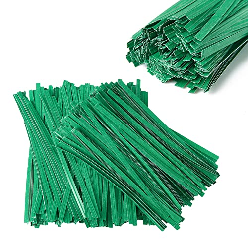 Tangyinrd 500 Pcs 5" Green Paper Twist Ties, for Party Cello Candy Bread Coffee Bags Cake Pops - color: Green