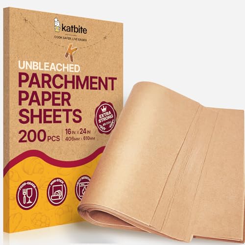 Katbite Parchment Paper Baking Sheets, 200 Pcs, 16x24 Inch, Heavy Duty - size: 16"x24"