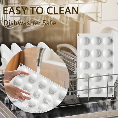 15-Cavity Semi Sphere Baking Molds for Mousse, Chocolate, Jelly, Candy - color: White-R0027