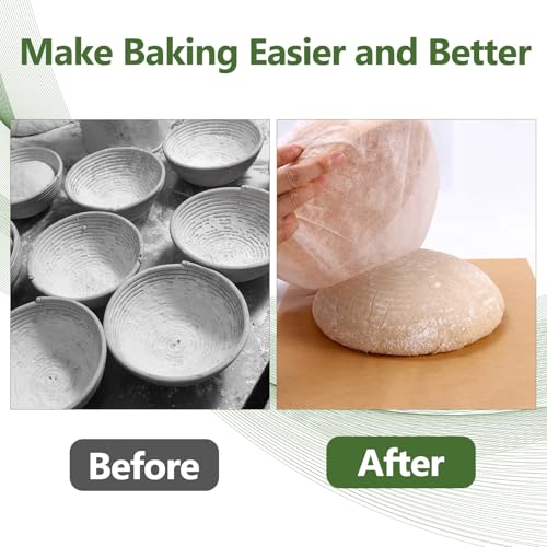 200 Pack Banneton Bread Proofing Basket Liner,21" Bread Bowls Liner Non-Stick Dough,BPA-Free Non Woven Sourdough Bread Basket Liners,Elastic Banneton Liners for Prevents Dough from Sticking to Basket