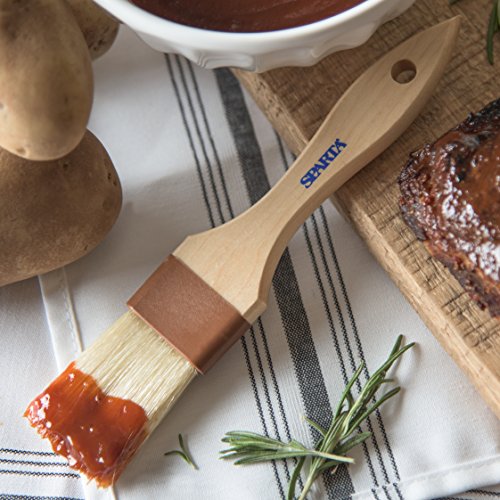 SPARTA Kitchen Basting Brush – 4037300 Basting Brush for Cooking Flat Boar Bristle Brush, Hardwood Handle for Kitchens, Restaurants, Catering, High Heat Food Prep, 1.5in, Pack of 12 - size: 8.25" x 1.5" (Pack of 12)