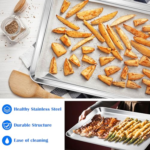 E-far Large Baking Sheet Set of 4, 20"x14" Stainless Steel Cookie Sheet - size: 19.7"x 13.8"