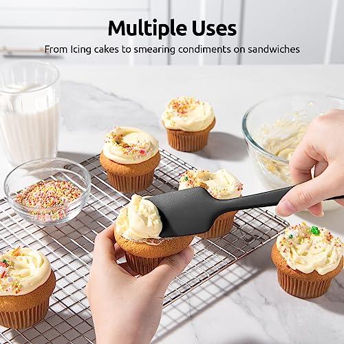 U-Taste Silicone Spatula Set, 600ºF High Heat Resistant, 3-Pcs, Black - color: Black