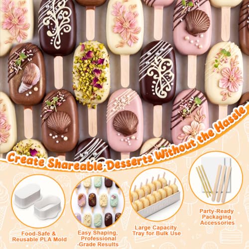 2 Sets 3'' Cakesicle Cutter with 9'' Dual-slot Tray Cake Mold Set - color: White, size: 3in, style: Dual-slot