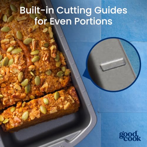 GoodCook Nonstick Loaf Pan Heavy-Duty Steel Bakeware with Easy-Clean Non-Stick Coating, Oven & Dishwasher Safe Pan for Meatloaf Breads Cakes Brownies Lasagnas Casseroles & More, 8 x 4-Inch, Gray - size: 8" x 4"