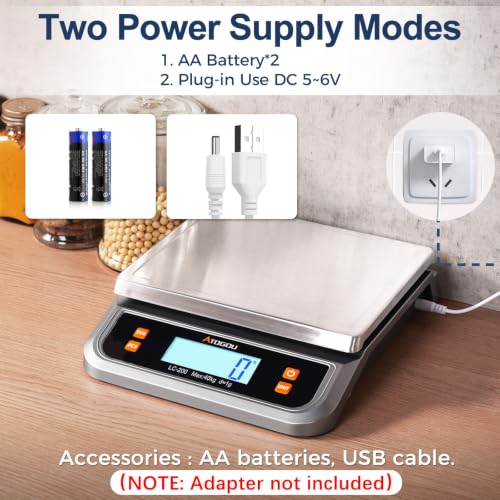 Atogou 88lb Food Scale, Commercial Kitchen Scale Plug-in Usable - size: Grey 88 lb (40 kg)