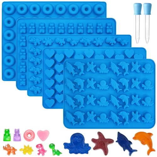 Sidosir 7Pcs Silicone Marine Theme Starfish Ocean Molds, Non-Stick Dinasur Chocolate Mold for Parties, Silicone Bear Gummy Mold for Make Gummies, Gummy Heart for Home Diy - color: Ocean Animal