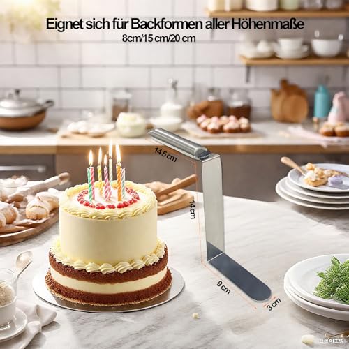 Yizish Icing Spatula Extra High 14 cm, Stainless Steel Angled Offset Spatula Cake DecoratingTool for Cake Ring, Cake Collar, Baking and Decorating