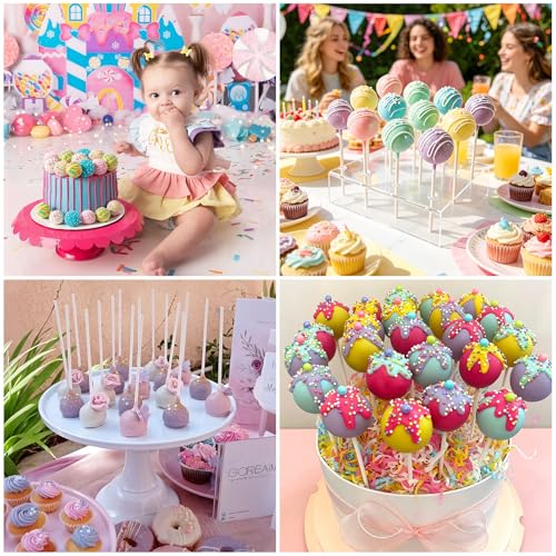 Cake Pop Molds Lollipop Cake Pop Kit Cake Pop Sticks and Wrappers Kit with 100Pc Cake Pop Sticks Candy Treat Bags Gold Twist Ties Meatball Scoop Ball Maker for Lollipop Candy Chocolate Cookie - color: Red