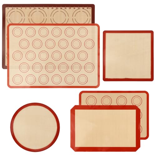 Silicone Baking Mat Set of 6, Nonstick Reusable Rolling Dough Mat