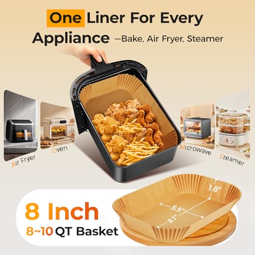 125Pcs Air Fryer Liners Disposable for Dual Basket 8x5.5 Inch Rectangle - size: 8*5.5"Rectangle