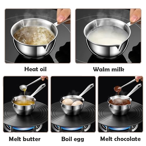 6.76 Oz Mini Butter Warmer Stainless Steel Small Melting Pot For Stove Top 0.2 Quart - size: 200 milliliters