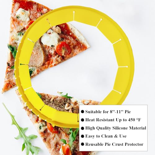 Adjustable Pie Crust Shields Baking Protectors, Silicone Cover Ring Fits 8-11.4 Inch Pies, Baking Pie Pizza Crust Shield Protector Cover for Edges (Yellow-1pcs) - color: Yellow-1pcs