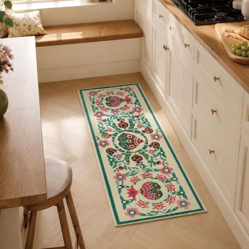 Pomegranate Runner Rug 2x6 Washable Accent Rug - color: Pomegranate 02, size: 2' x 6' (Rectangular)