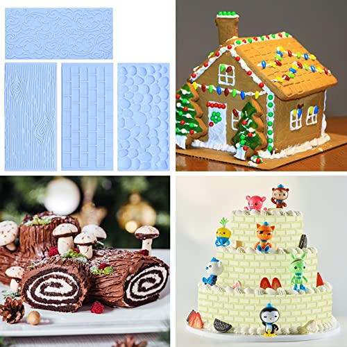 6 Packs Fondant Impression Mat Fondant Texture Mats Clay Mold Set Lace Embossing Mat Fondant Cake Embossed Impression Sheets for Cake Decorating - style: Style One