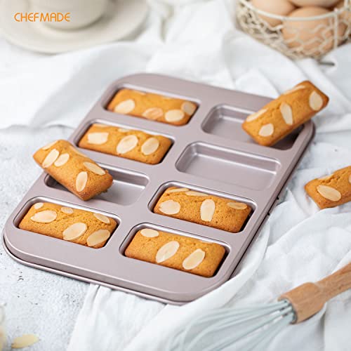 CHEFMADE Financier Cake Pan, 8-Cavity Non-Stick Muffin Pan Biscuits Cookies Bakeware for Oven Baking (Champagne Gold) - size: 03 - Financier Mini 8 Cups