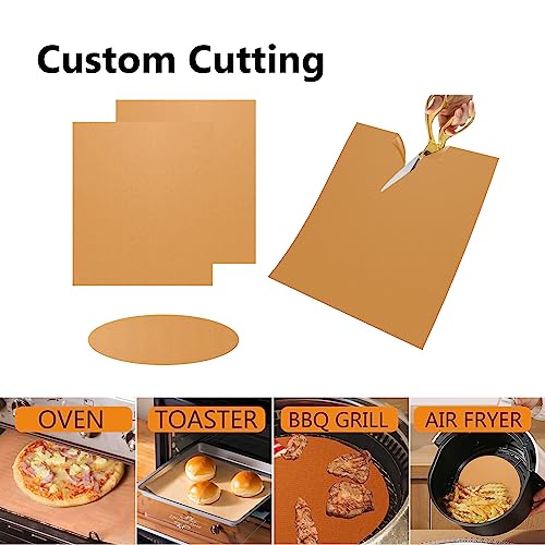 UBeesize 4 Pack Thickened Copper Oven Liners for Bottom of Oven BPA & PFOA Free, Reusable 16x24 Inch Heavy Duty Non Stick Teflon Oven Mats, Fit Electric Gas Toaster Convection Microwave Ovens Grills - color: Copper, size: 24"L x 16"W, style: 4 Pack
