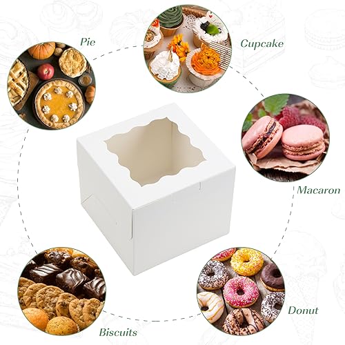 Moretoes 15pcs 6x6x5in Cake Boxes Bakery Carriers, Small Bento Cake Contain - size: 6*6*5in