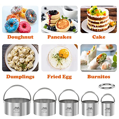 Biscuit Cutter Set for baking (5 Pieces/Set), Round Cookies Cutter with Handle, Professional Baking Dough Tools - style: 5pcs with handle(1.75-3.25in)