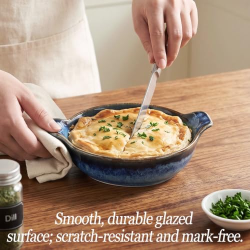 Ceramics Au Gratin baking Dishes Set of 4, Baking Tray Bake ware, 8.6 oz Ramekins, for Pie Pan, Appetizer, Tart, Dessert, Quiche, Oven Small dish, individual dishes, Round 7.5 Inch - color: Deep Round 7.5 Inch