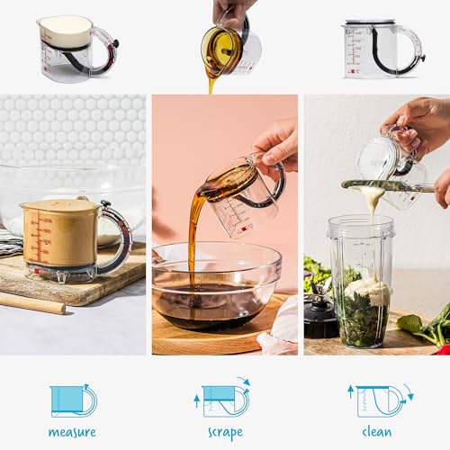 Dreamfarm Upcup All-in-1 Adjustable Measuring Cup, Metric & Imperial Measurements up to 1 Cup - Black/Clear - size: 1 Cup