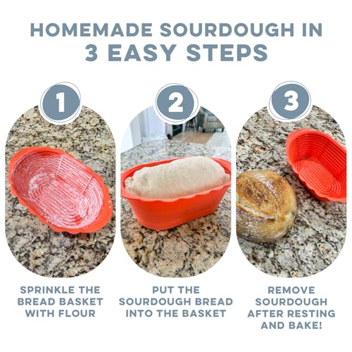 Cultures for Health Silicone Banneton Bread Proofing Basket | Complete Non-Stick Set of Two | 9-Inch Round & 10-Inch Oval Sourdough Proofing Basket | Ideal for Sourdough and Bread Baking Easy to Clean