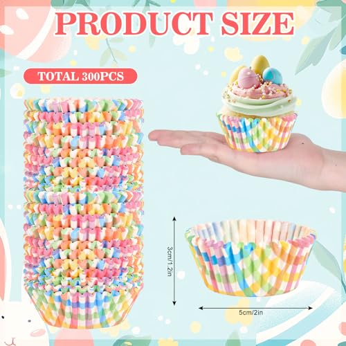 AnyDesign 300Pcs Colorful Easter Plaid Cupcake Liners Spring Pastel Paper Baking Cups Candy Color Standard Muffin Cupcake Wrappers for Holiday Wedding Birthday Party Supplies Table Decor - style: Colorful Plaid