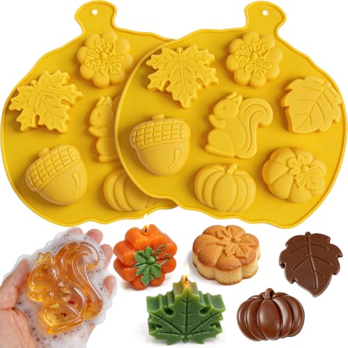 Fall Silicone Molds, 2 Pack Thanksgiving Soap Molds 14 Cavity - color: Thanksgiving Soap Molds