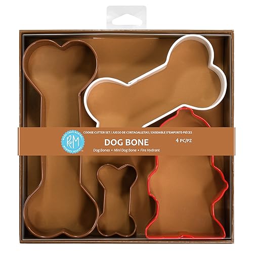 R&M International Dog Bone Cookie Cutters, Assorted Bones and Fire Hydrant, 4-Piece Set - style: Dog Bone Theme