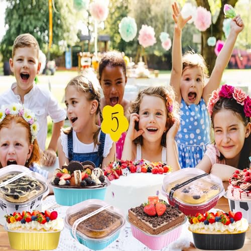 10oz Mini Cake Pans With Lids 50 Pack ,Mini Loaf Pans 4”x4” Cake Container - color: 10OZ-Cow Print