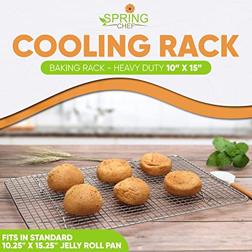 Spring Chef Stainless Steel Oven Safe 10"x15" Cooling Rack & Large Dough Blender & Biscuit Cutter Set, Black - 2 Product Bundle