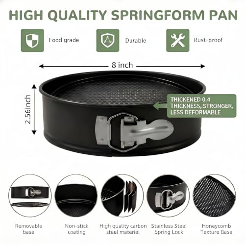 8Inch Springform Pan with Removable Bottom，4mm thickness - size: 8inch