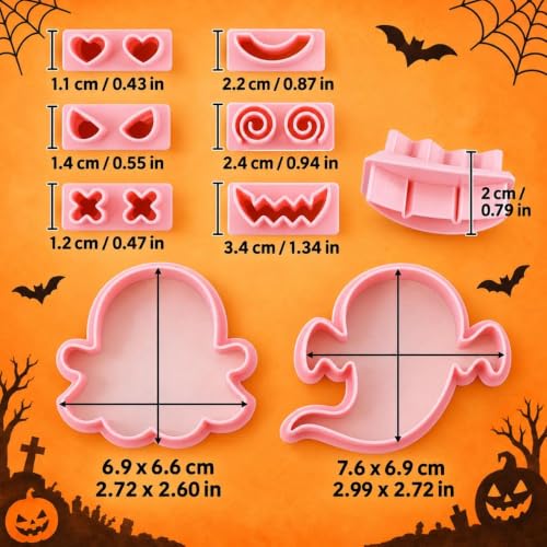 Ghost Halloween Cookie Stamps Set, 10 Pieces 3D Pressable Cookie Cutters - color: Ghost