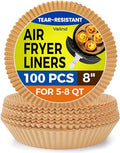 Round 100Pcs 8Inch Air Fryer Paper Liners Disposable for 5-8QT - size: 8"Round
