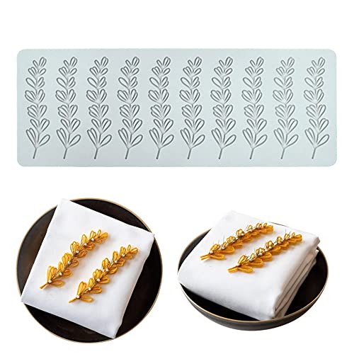 TUKE 3D Hollow Lace Fondant Molds Fruits Leaf Shape Lace Mat Party Cake Decoration Tool Cupcake Mat Silicone Molds for Polymer Clay Chocolate Baking Gummy Mould (Leaf_12x4.4x0.16inch_N) - size: Leaf_12x4.4x0.16inch_N