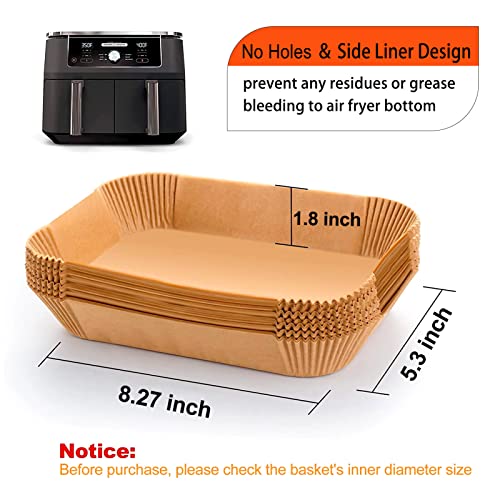 Air Fryer Liner Rectangular for Ninja Foodi Dual Basket 8QT 10QT - size: 8.6"x5.5" Rectangle 125 pcs